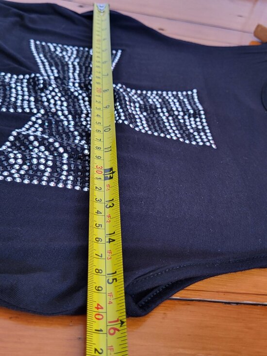 Twik Vintage Black High Low Dress Rhinestone Cross Sleeveless Whimsygoth - Picture 6 of 14